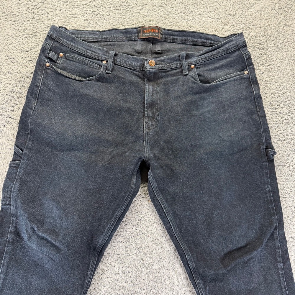 Iron Made Irontough Construction Jeans Mens 40x30 Black Cotton Denim Straight - Picture 2 of 10